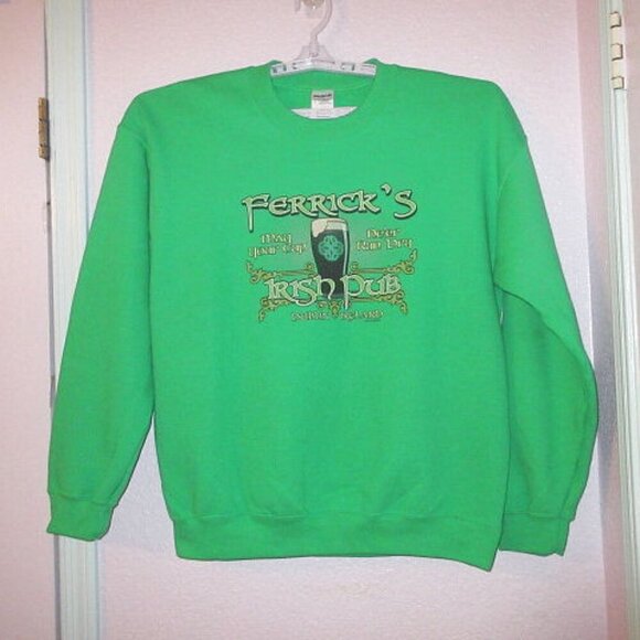Ferrick's Irish Pub Dublin Ireland Sweatshirt Mens Size L Kelly Green Blokecore - Picture 1 of 9